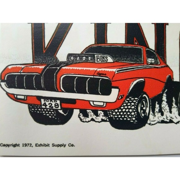 Hot Rod Postcard Ford 429 Boss Mustang Monster King Car Auto Racer Card 1972 - Picture 1 of 3
